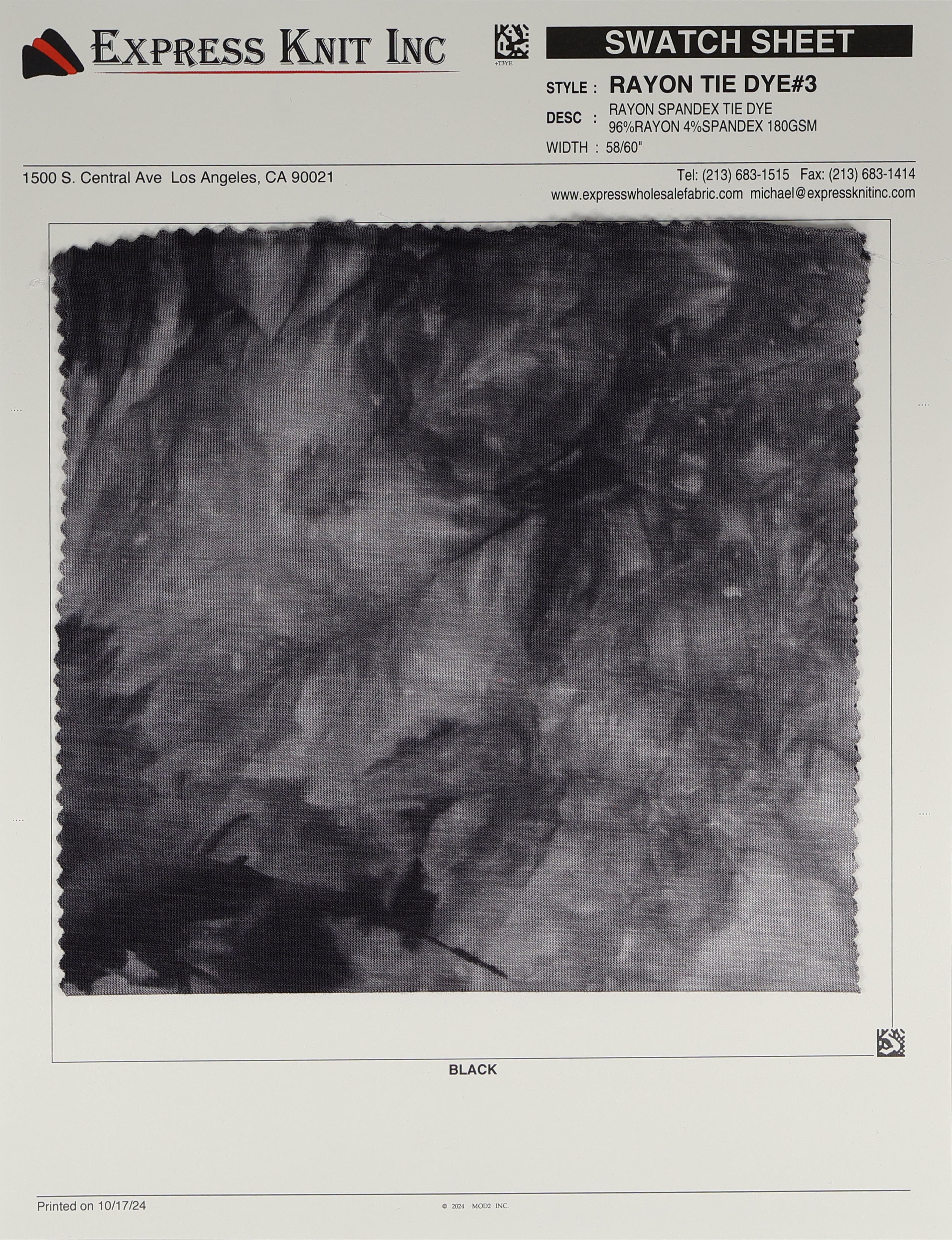 Rayon Spandex Tie Dye #3 - Express Wholesale Fabric