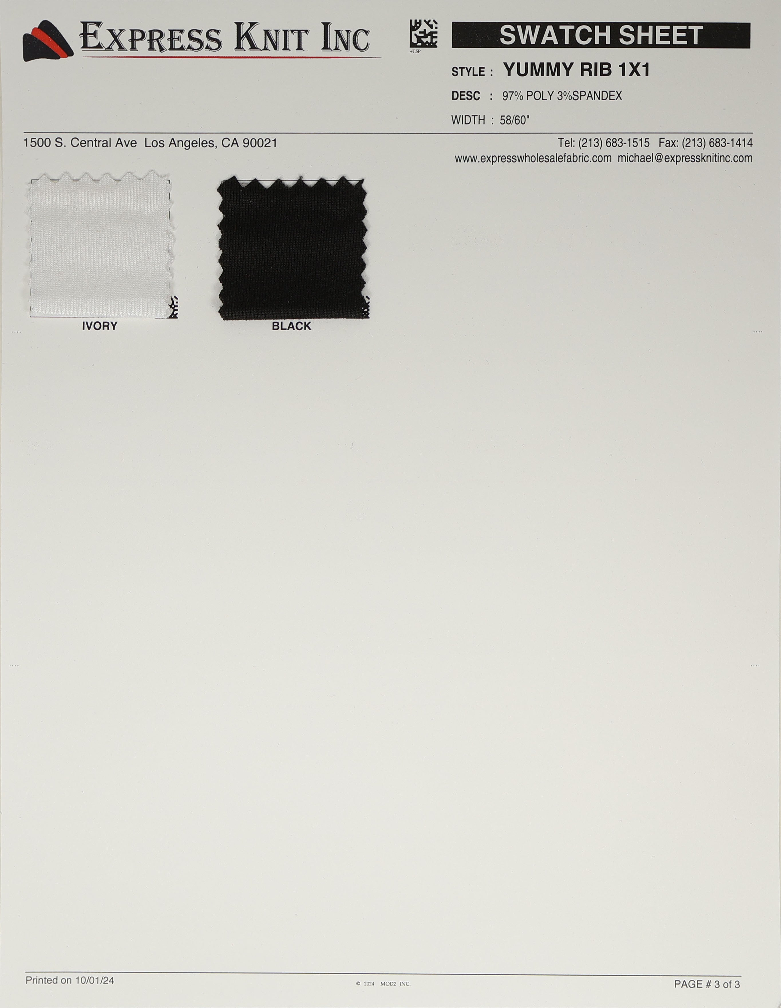 1x1 Yummy Rib Knit Fabric - Express Wholesale Fabric