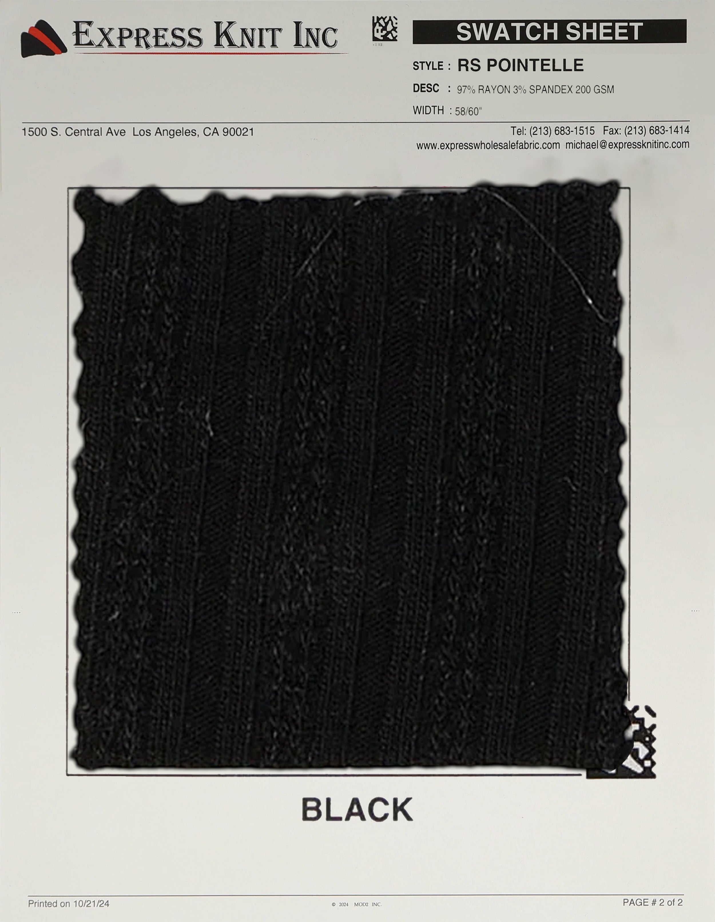 Rayon Spandex Pointelle - Express Wholesale Fabric