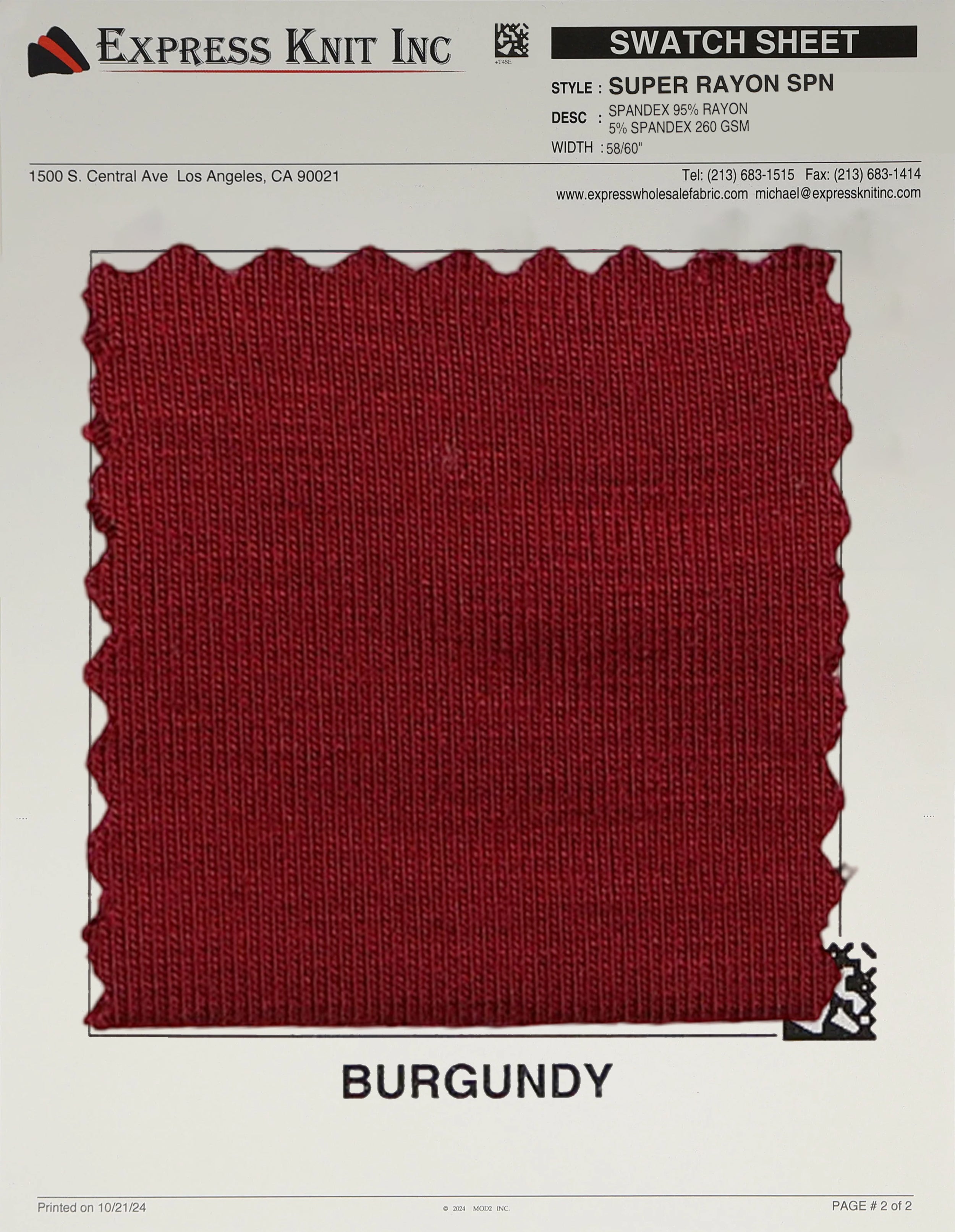 Super Rayon Spandex - Express Wholesale Fabric