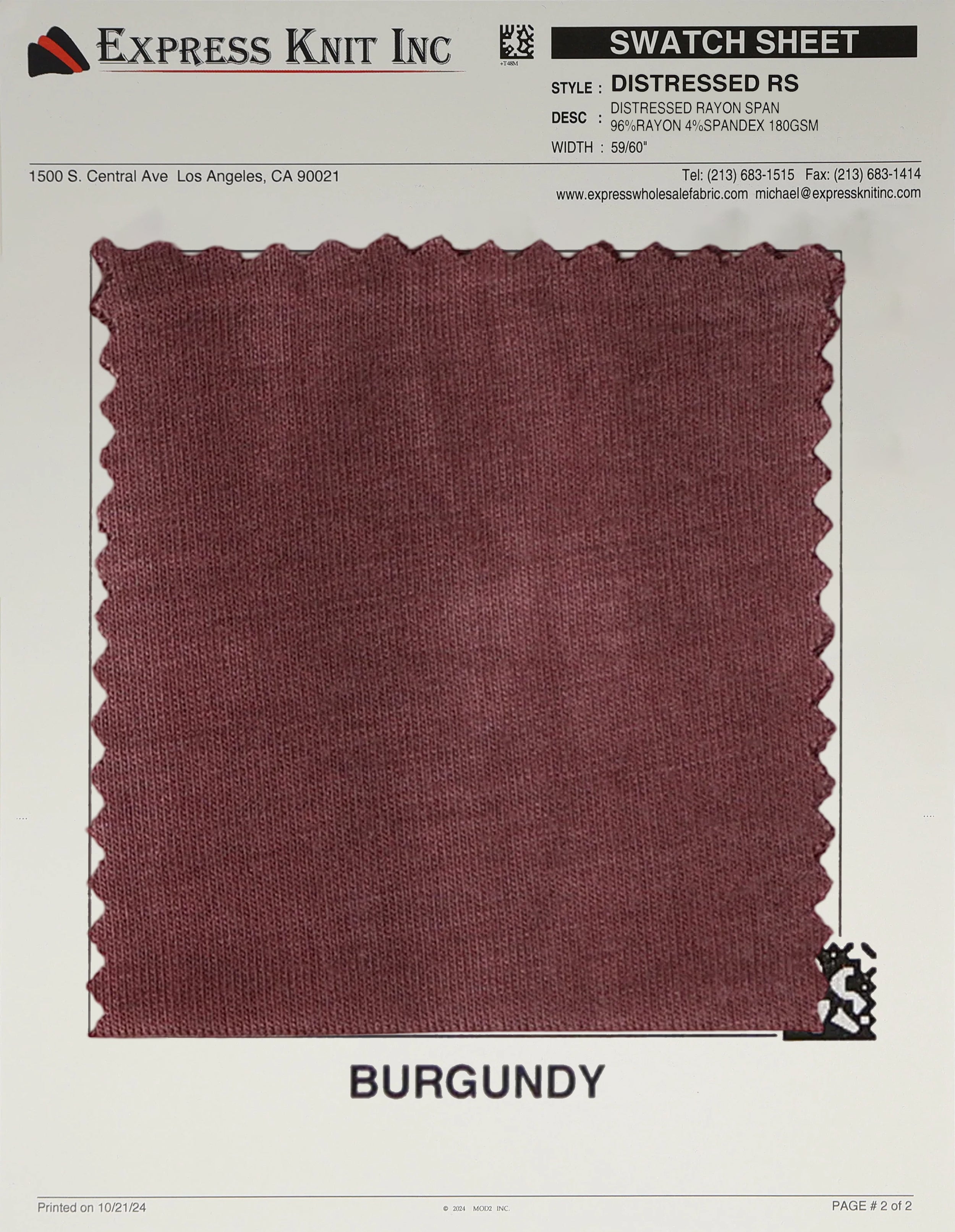 Distressed Rayon Spandex - Express Wholesale Fabric