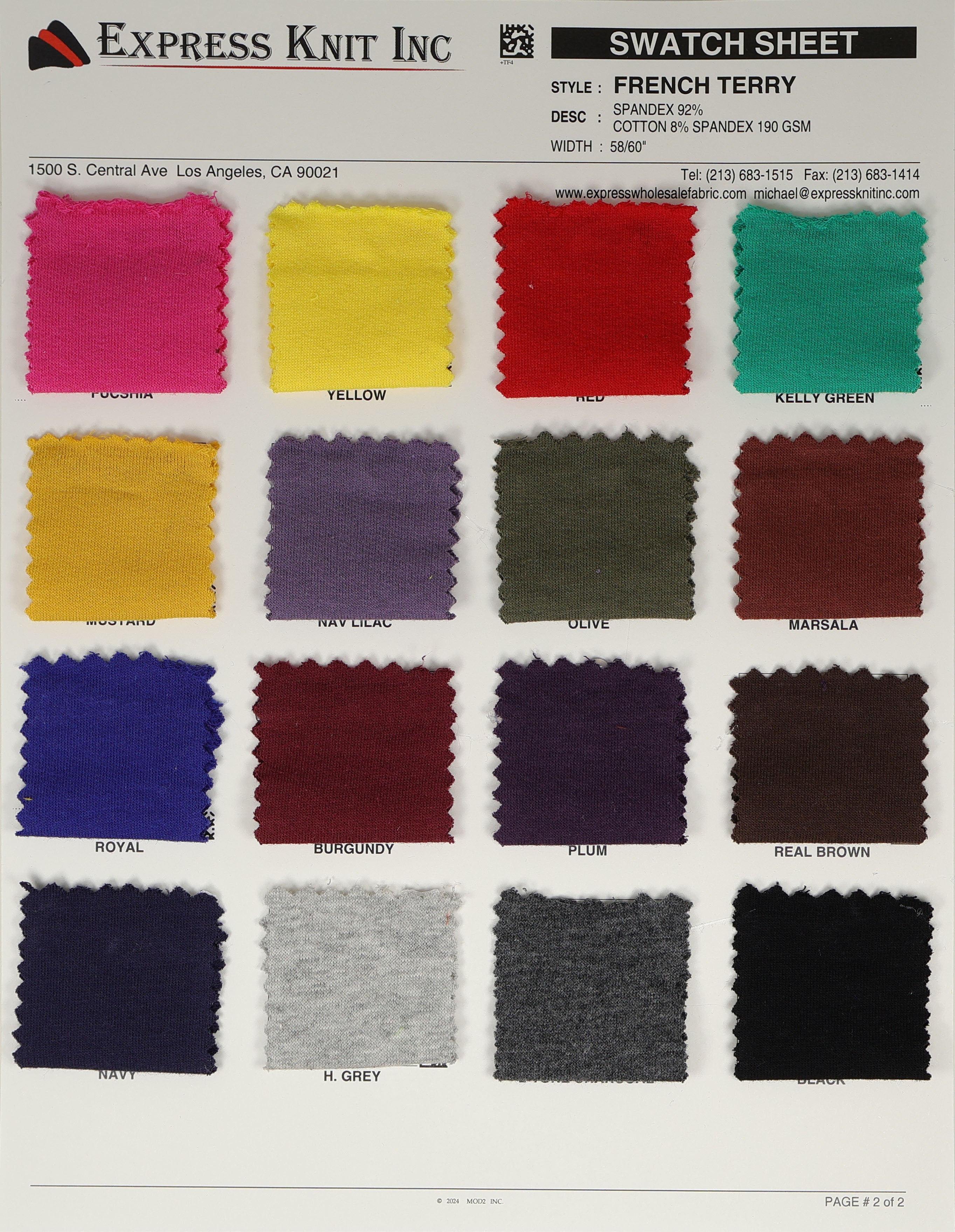 French Terry Knit Solid Fabric - Express Wholesale Fabric