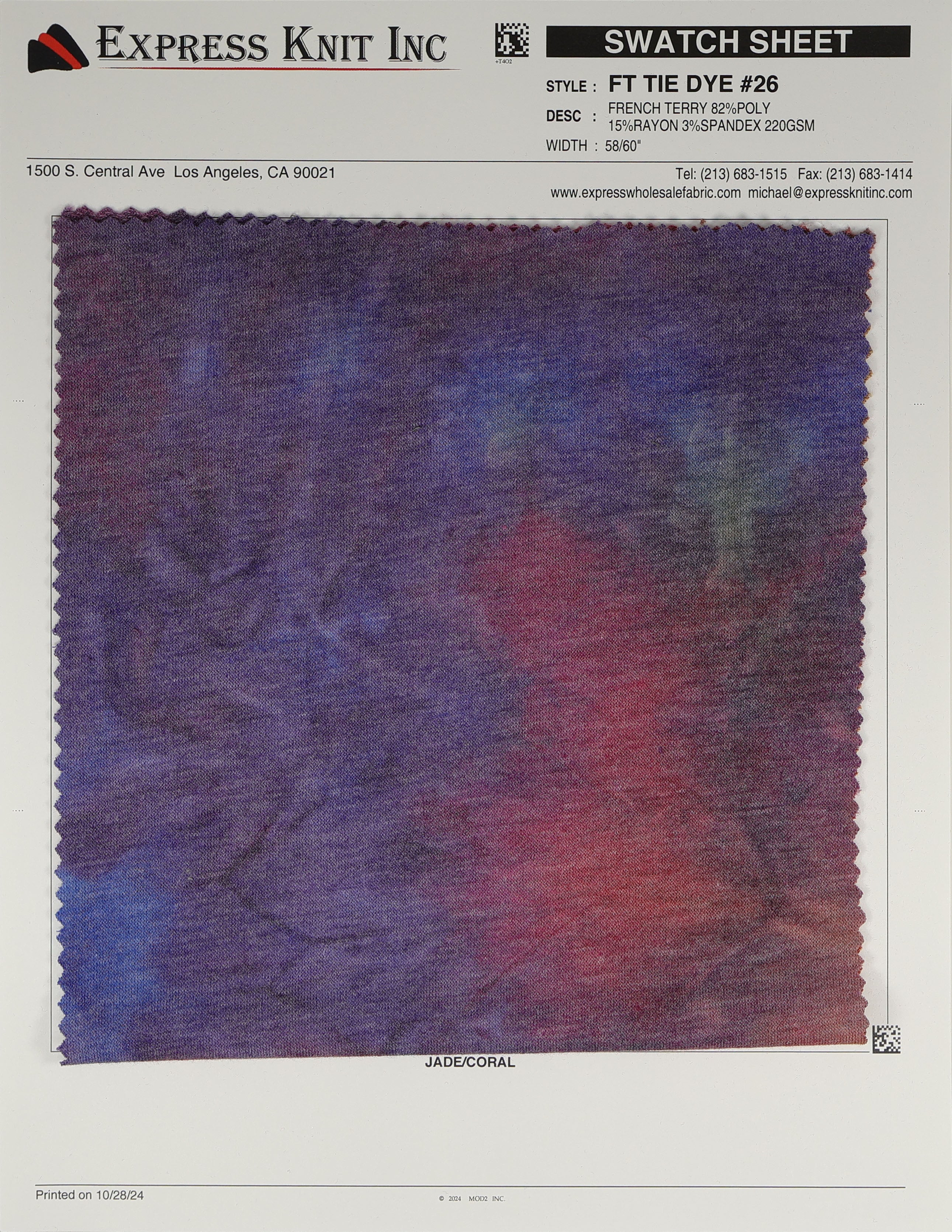 French Terry Tie Dye #26 - Express Wholesale Fabric