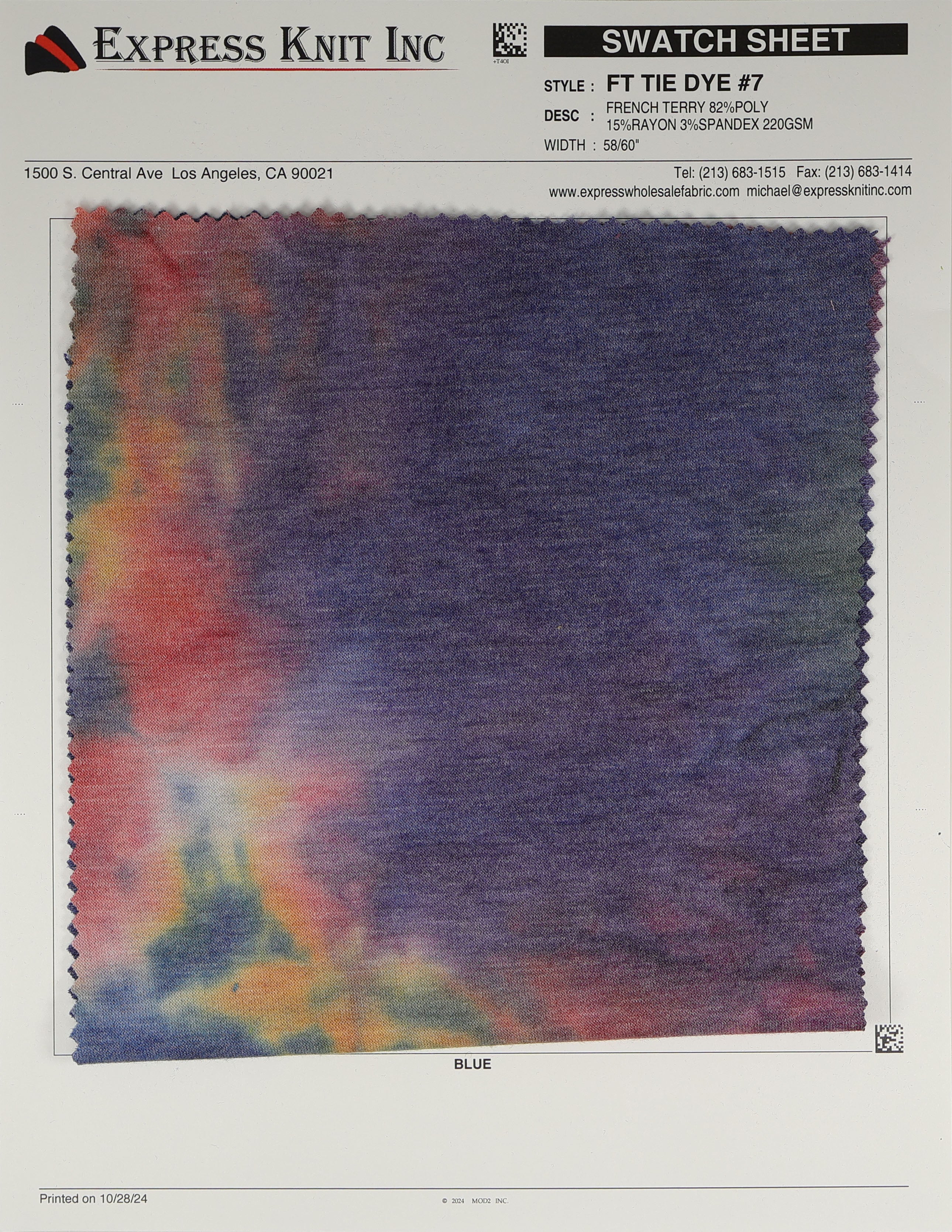 French Terry Tie Dye #7 - Express Wholesale Fabric