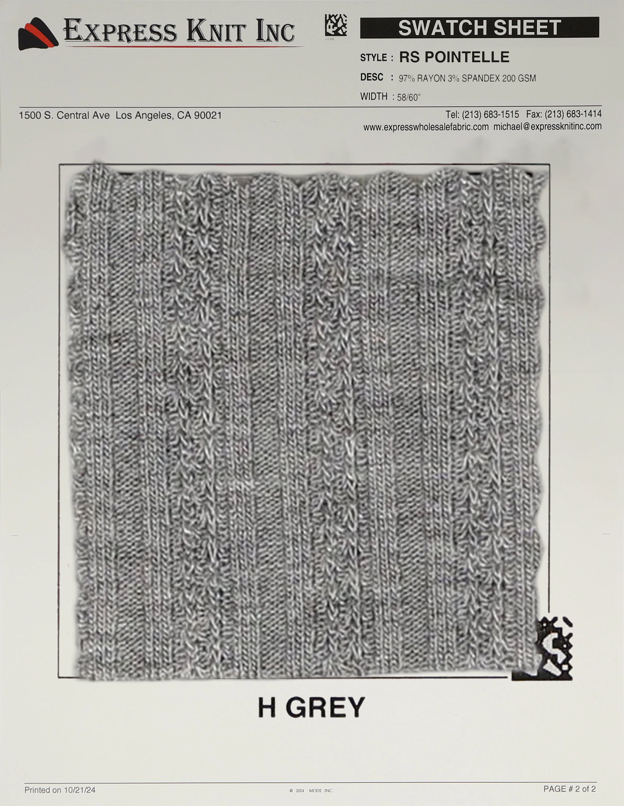 Rayon Spandex Pointelle - Express Wholesale Fabric