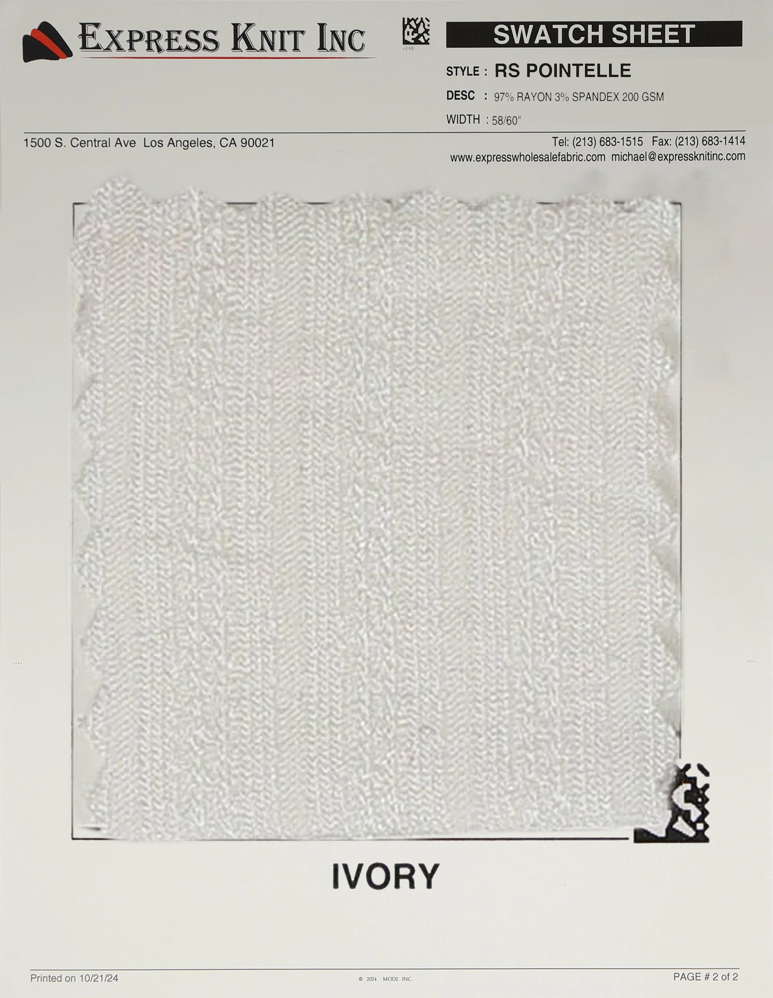Rayon Spandex Pointelle - Express Wholesale Fabric