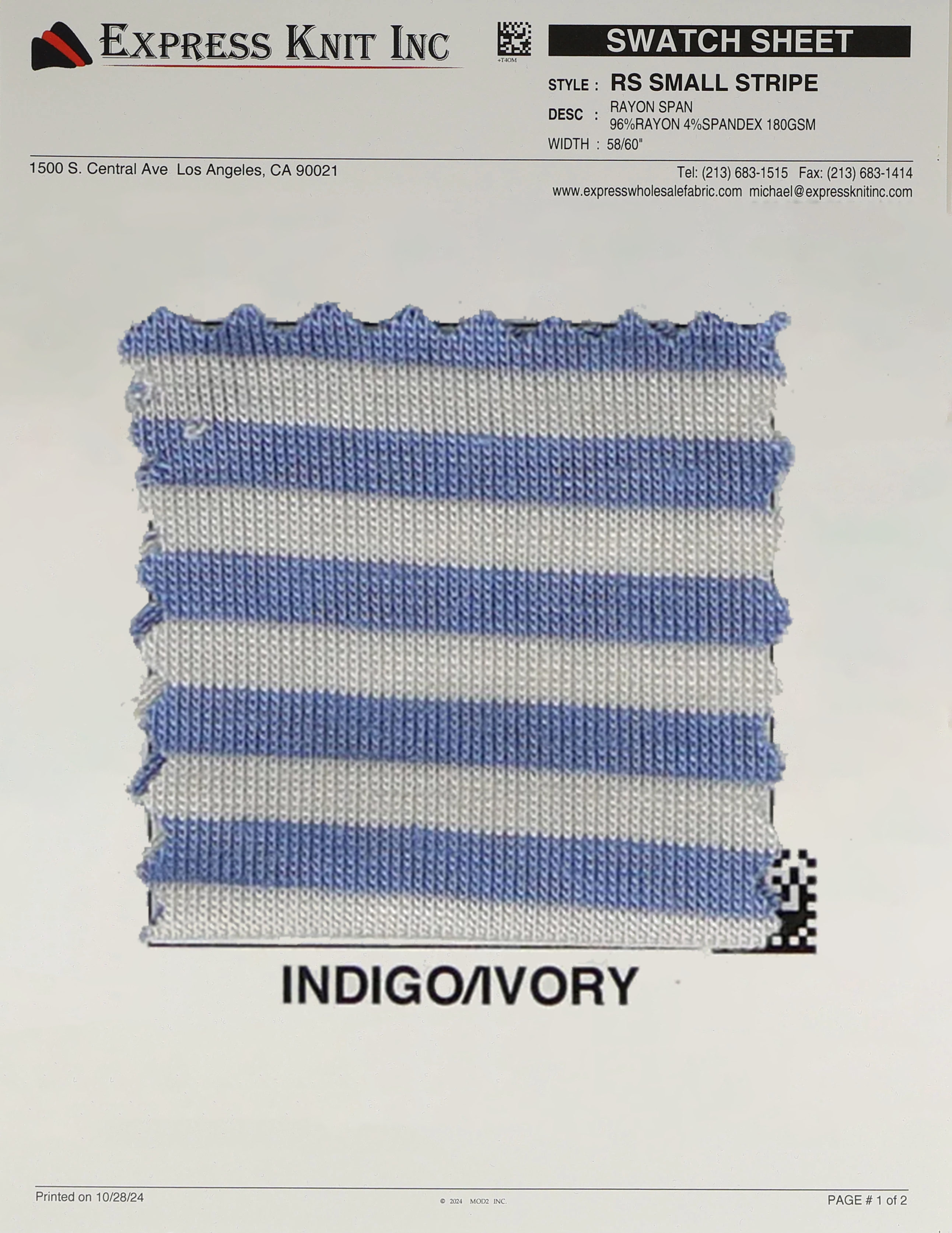 Rayon Spandex Small Stripes - Express Wholesale Fabric