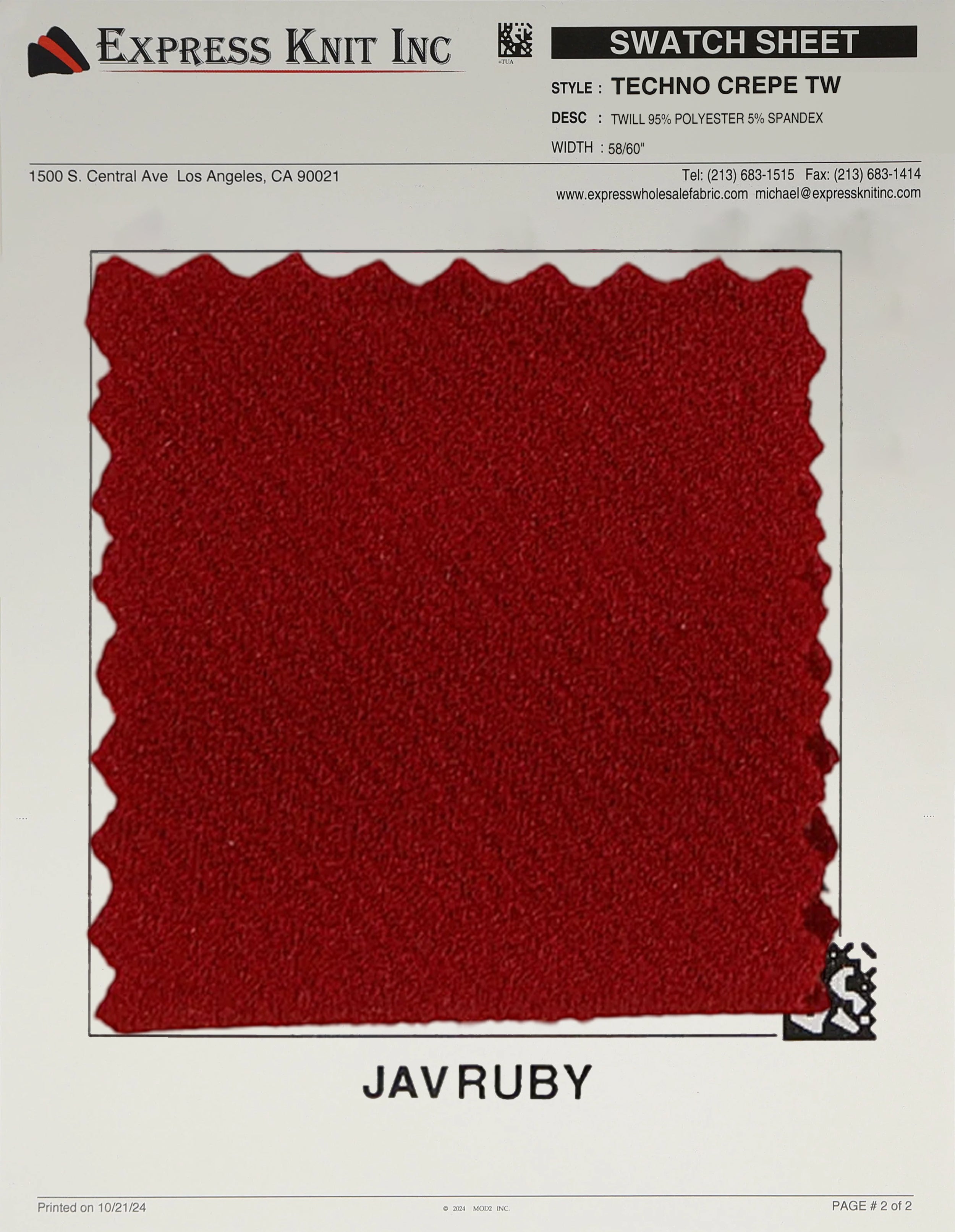 Techno Crepe Twill - Express Wholesale Fabric