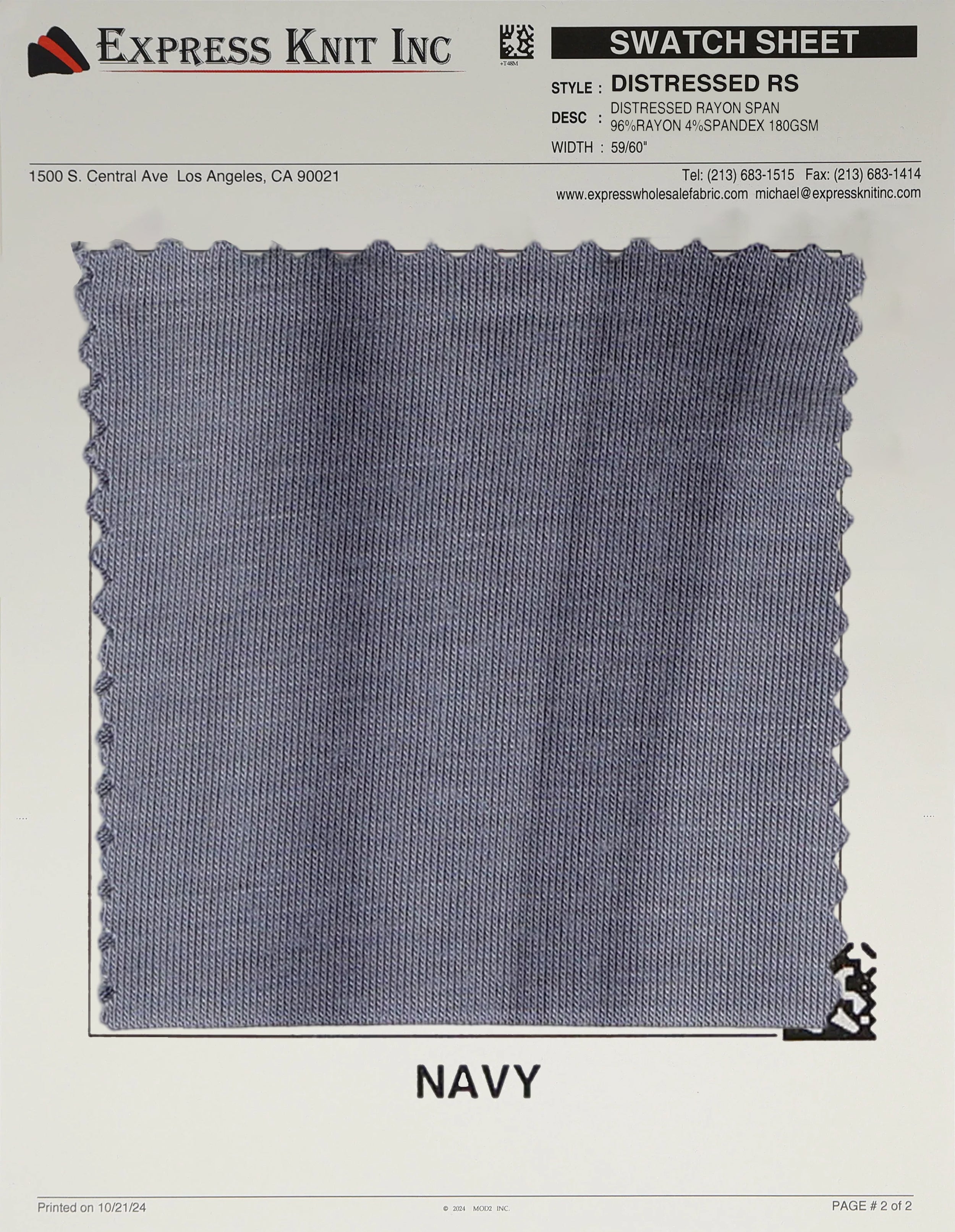 Distressed Rayon Spandex - Express Wholesale Fabric