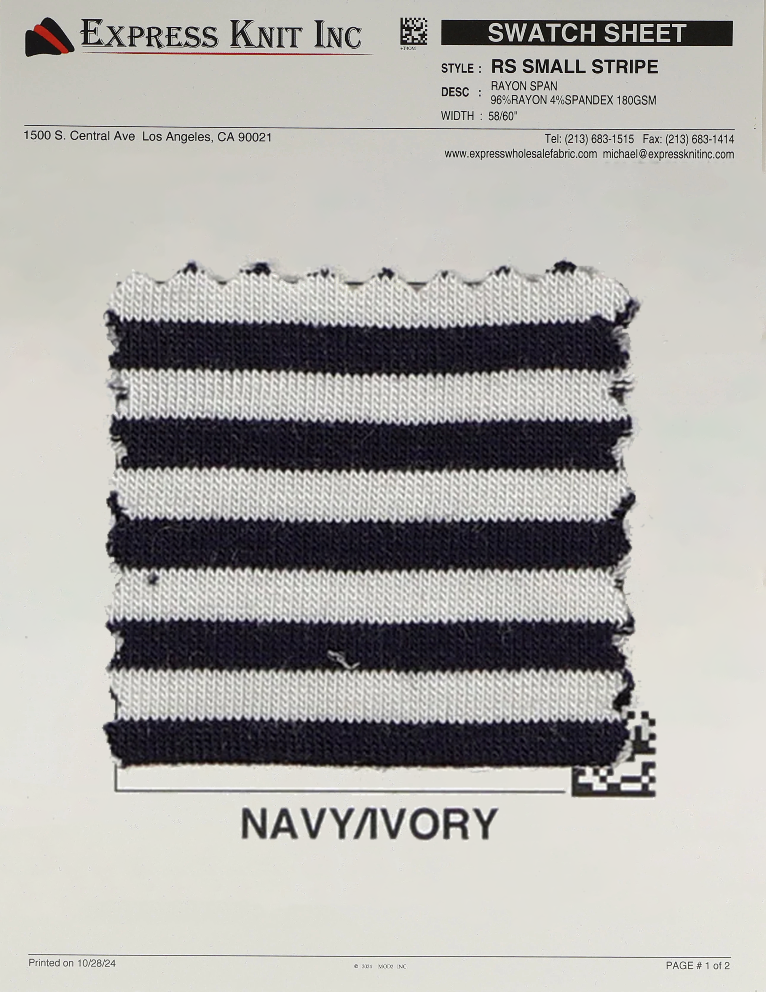 Rayon Spandex Small Stripes - Express Wholesale Fabric