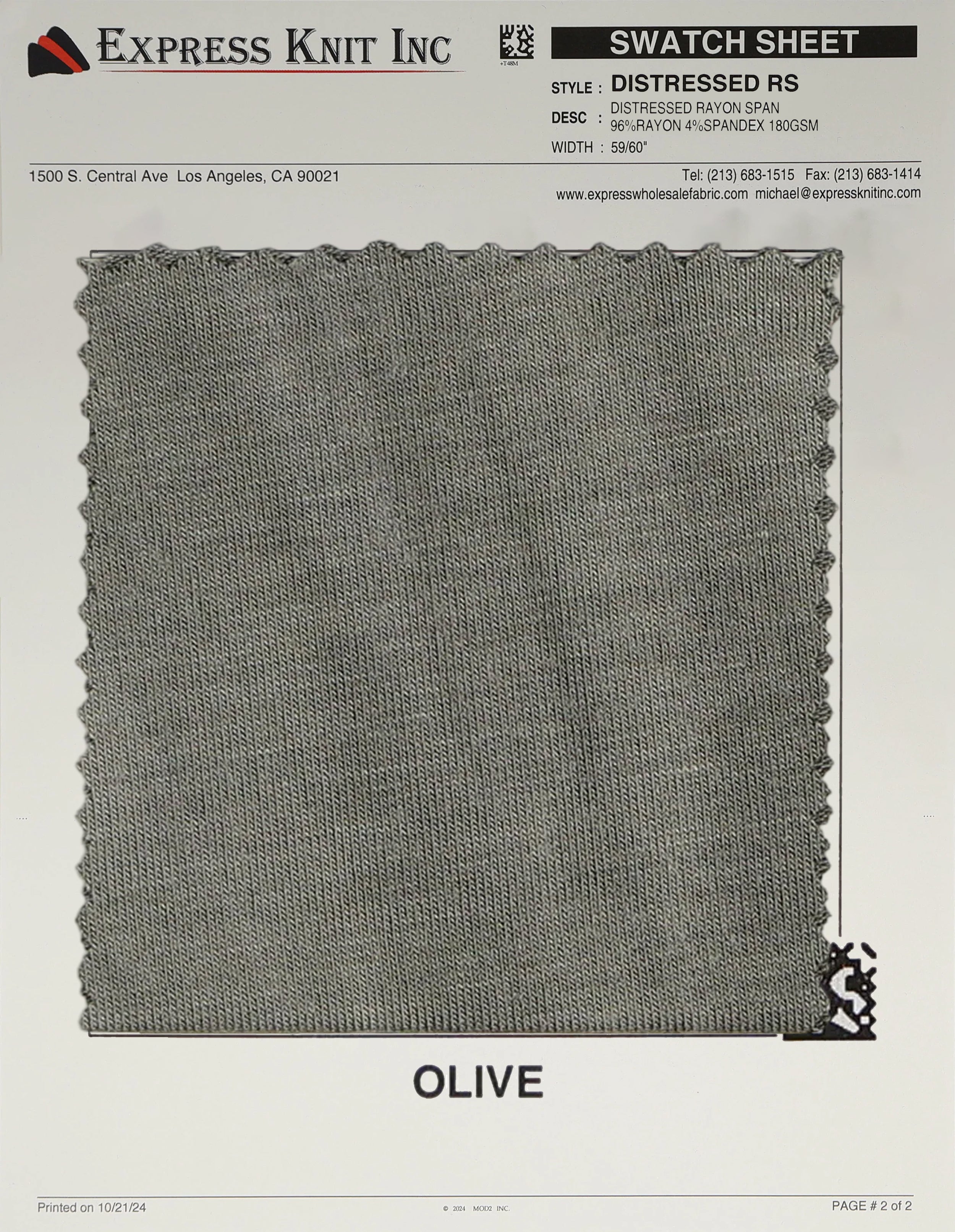 Distressed Rayon Spandex - Express Wholesale Fabric