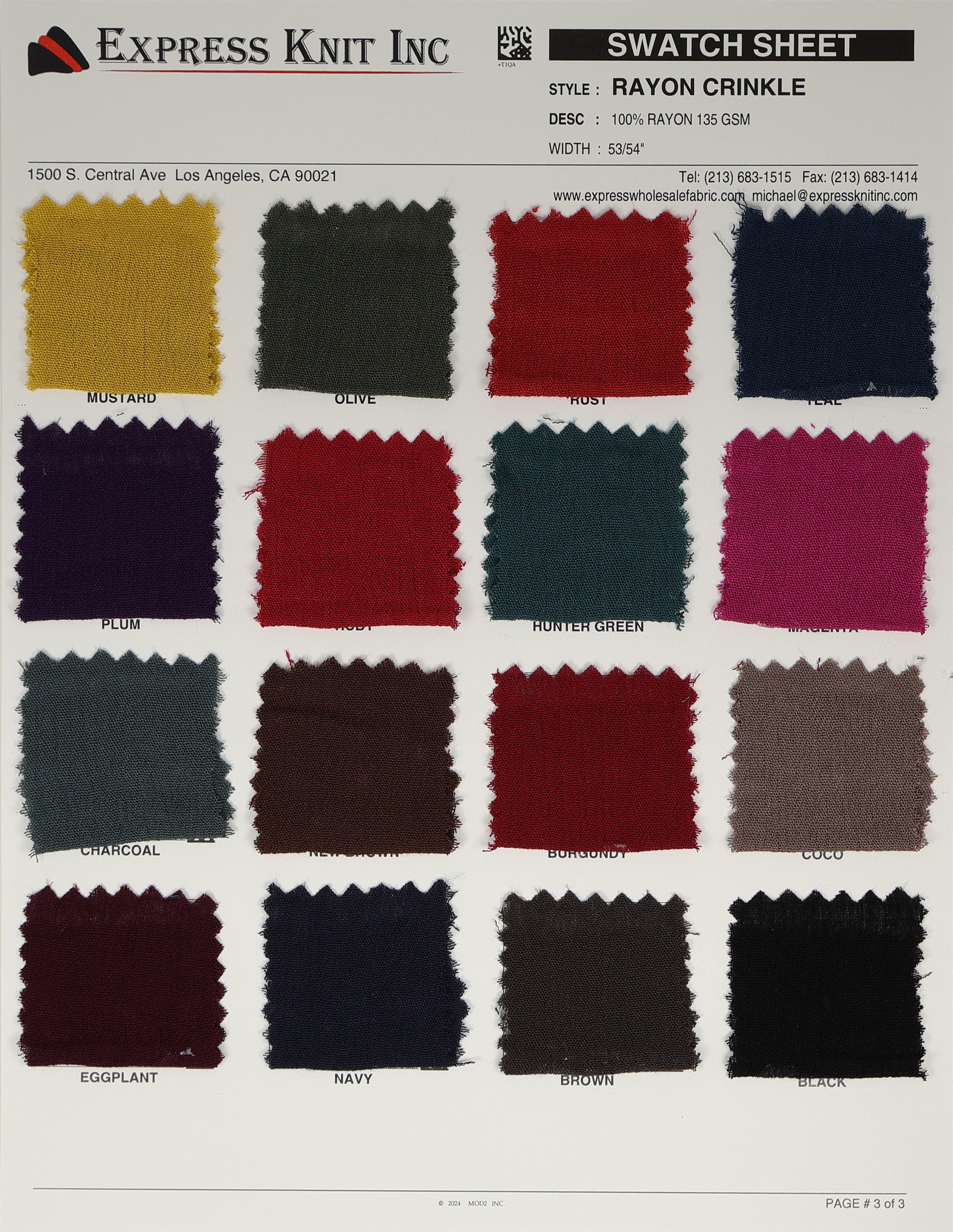 Rayon Crinkle Fabric - Express Wholesale Fabric