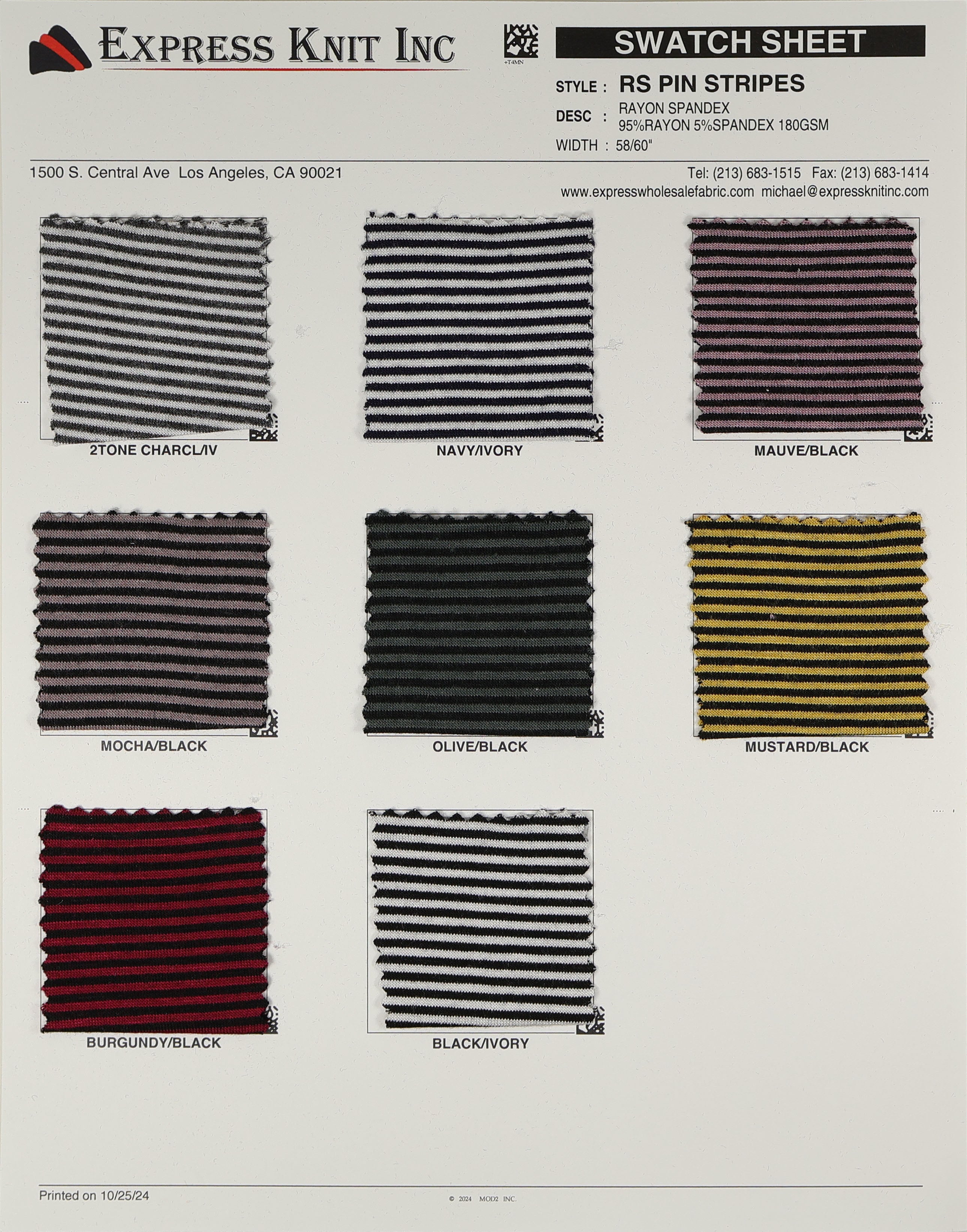 Rayon Spandex Pin Stripes - Express Wholesale Fabric