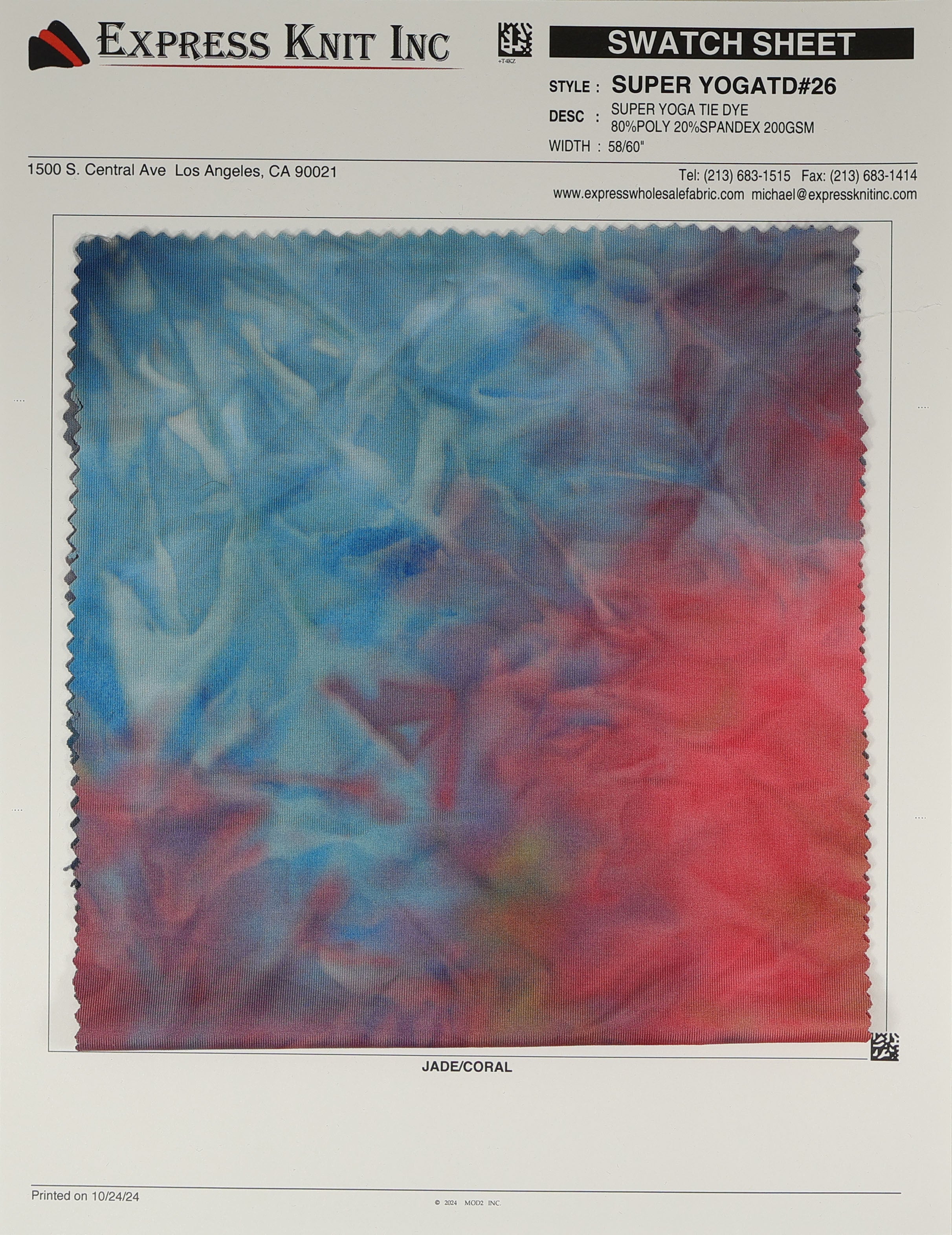 Super Yoga Tie Dye #26 - Express Wholesale Fabric